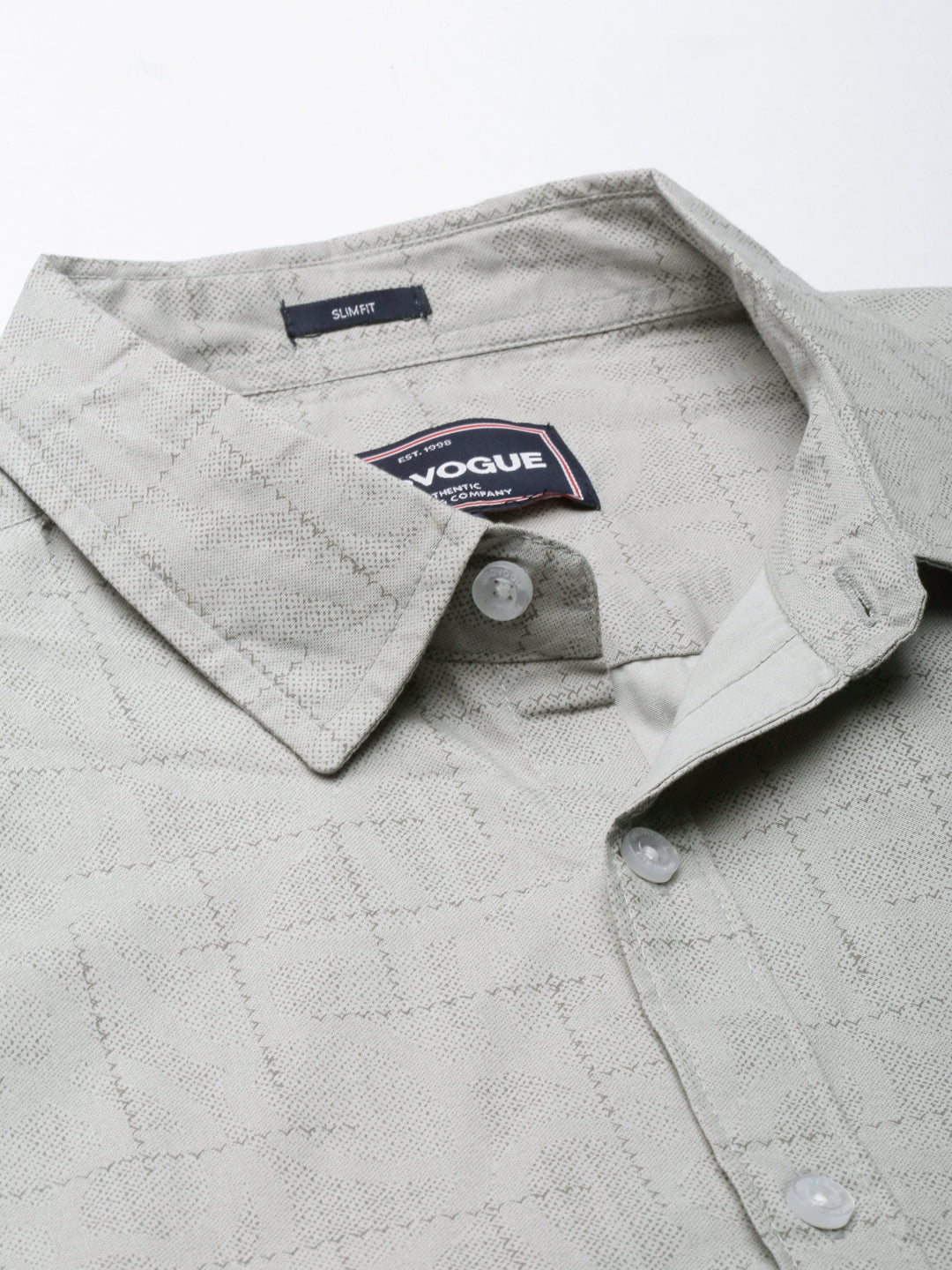 Men Grey Printed Pure Cotton Full Sleeve Casual Shirt