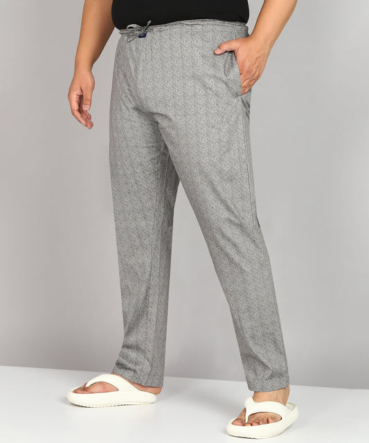 Men Plus Size Grey Printed Pyjama