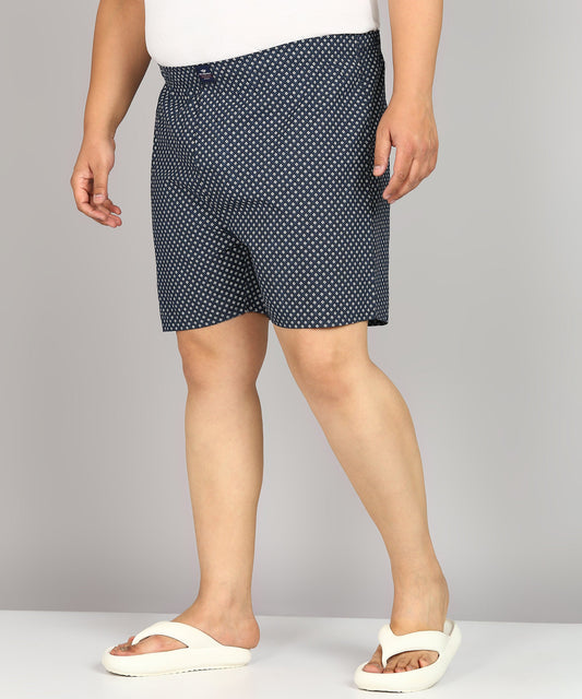 Men Plus Size Navy Blue Printed Boxer