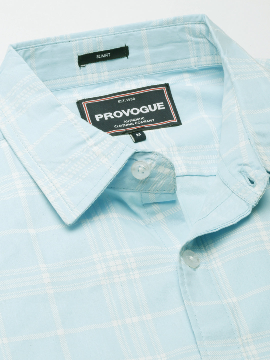 Men Light Blue Checked Pure Cotton Full Sleeve Casual Shirt