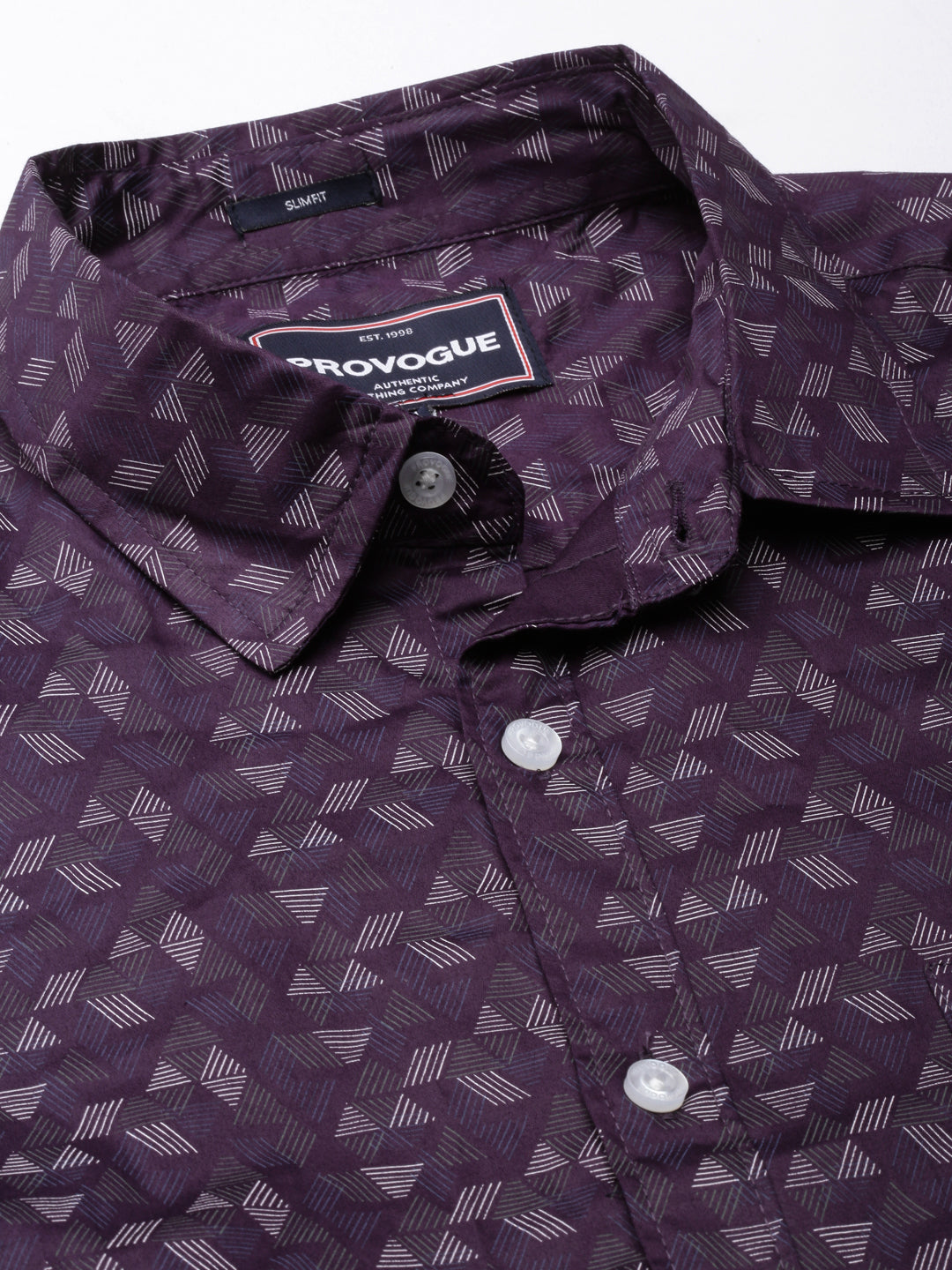 Men Purple Printed Pure Cotton Full Sleeve Casual Shirt