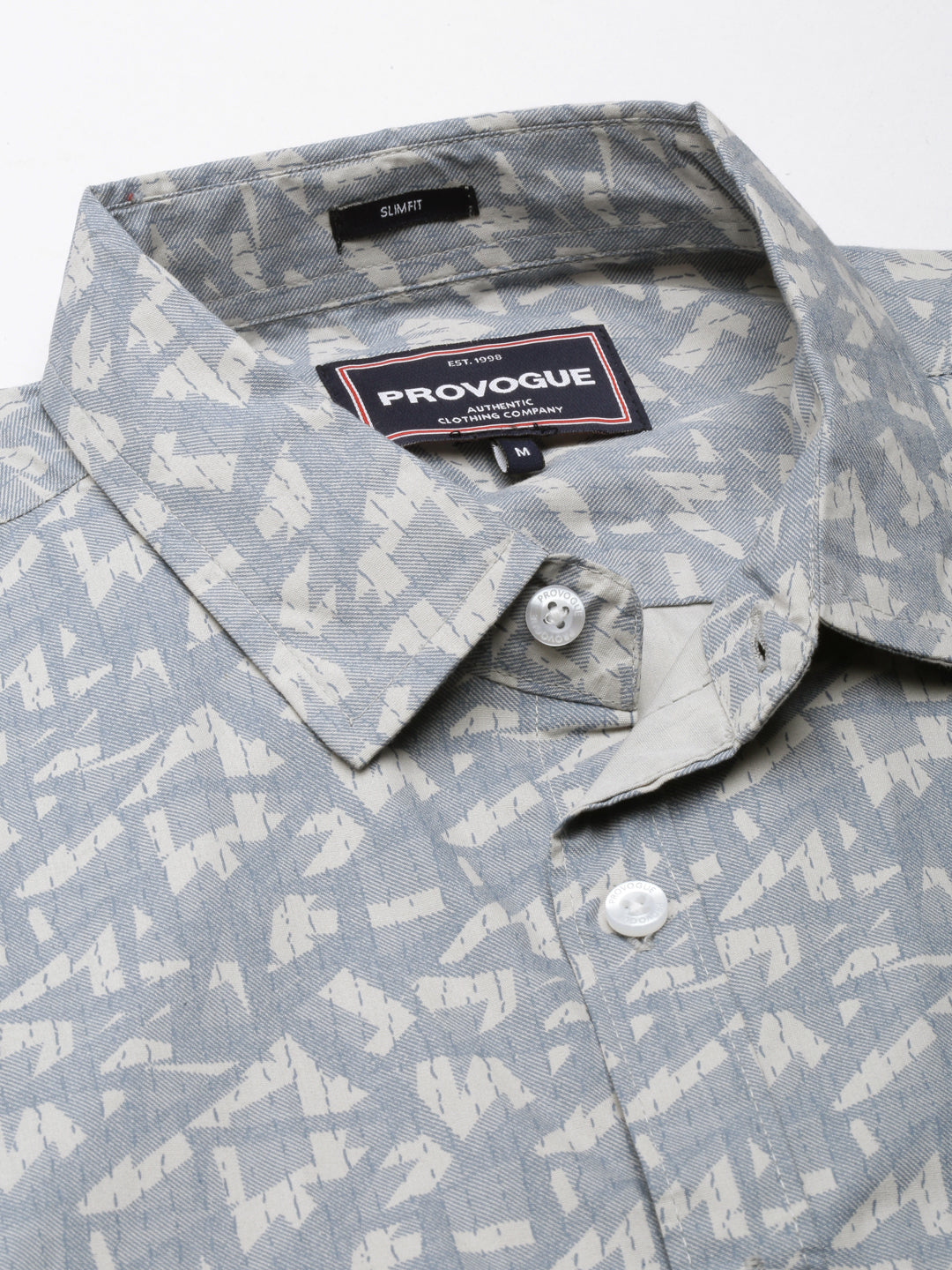 Men Light Blue Printed Pure Cotton Full Sleeve Casual Shirt