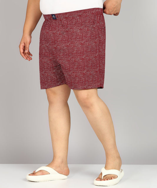 Men Plus Size Maroon Printed Boxer
