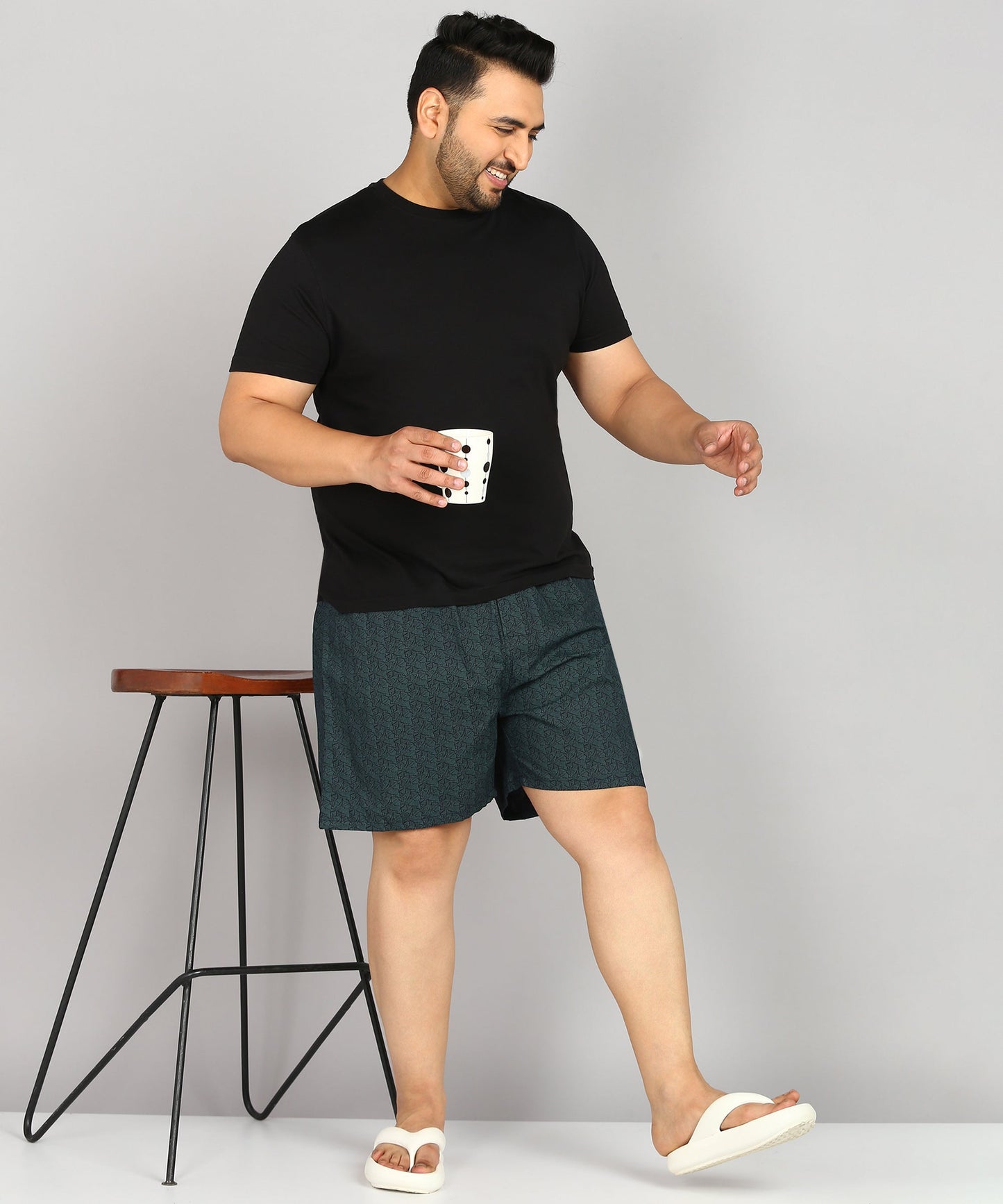 Men Plus Size Black Printed Boxer