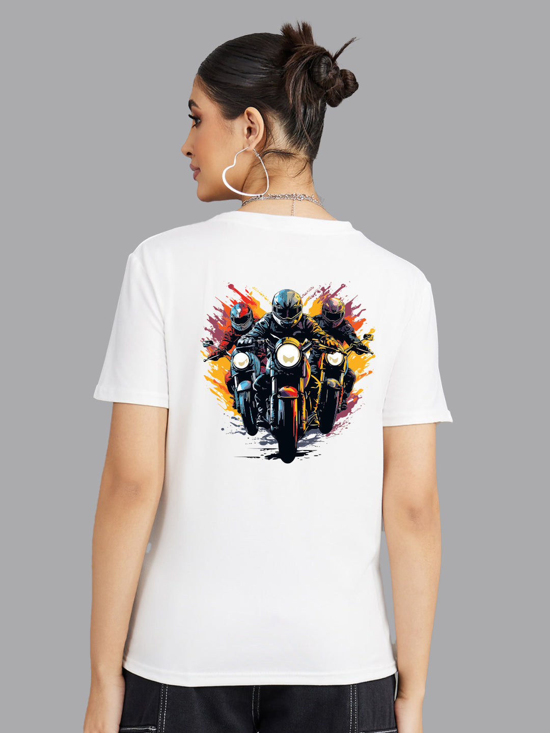 Broon Women Printed Round Neck White T-Shirt