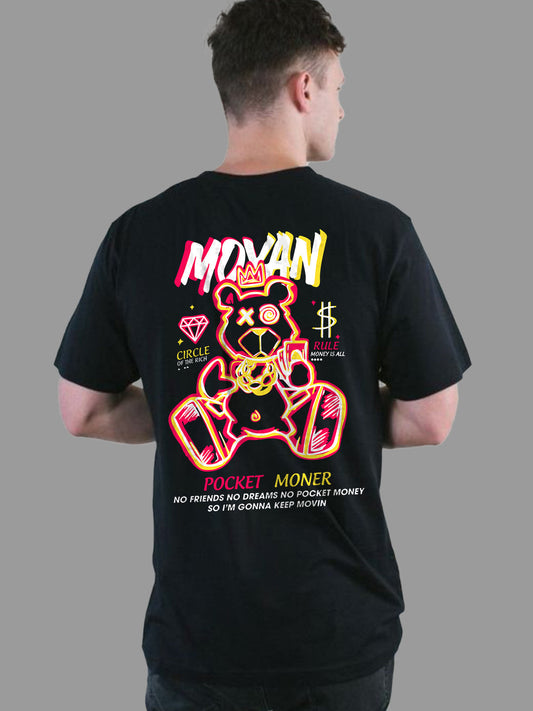 Broon Men Black Printed Round Neck T-Shirt