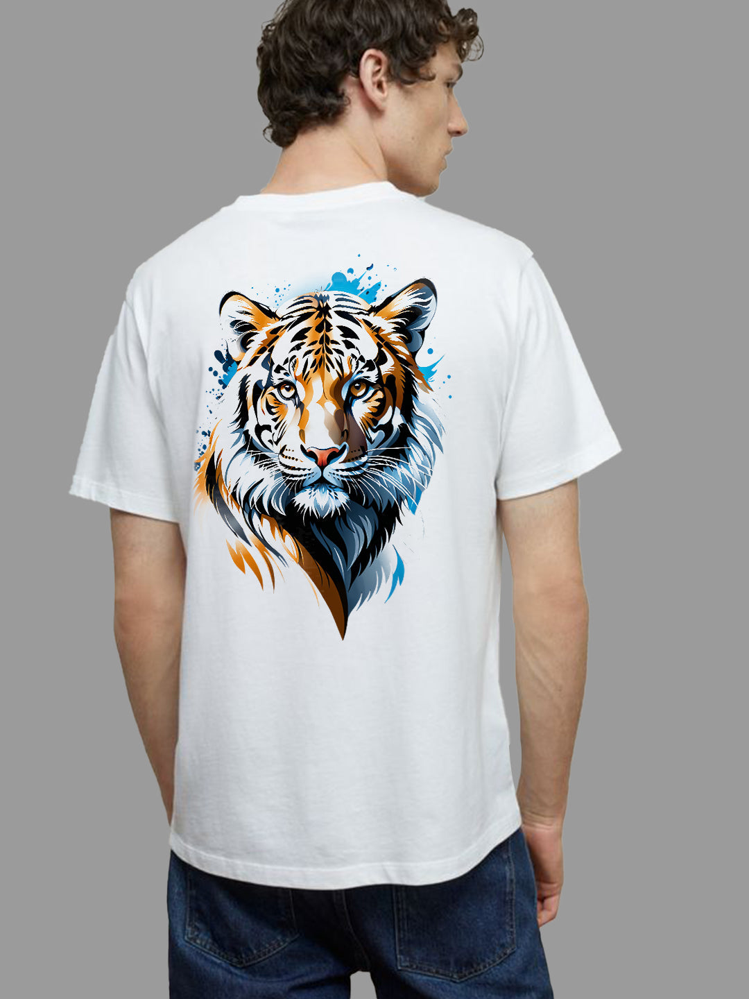 Broon Men White Printed Round Neck T-Shirt