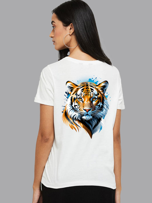 Broon Women Printed Round Neck White T-Shirt