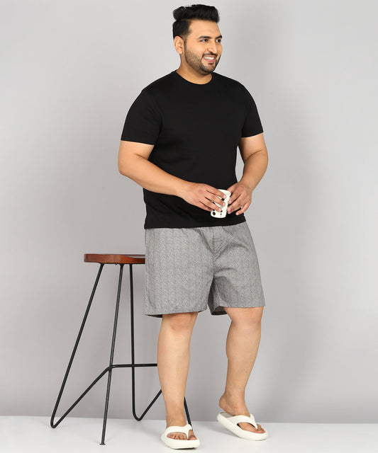 Men Plus Size Grey Printed Boxer