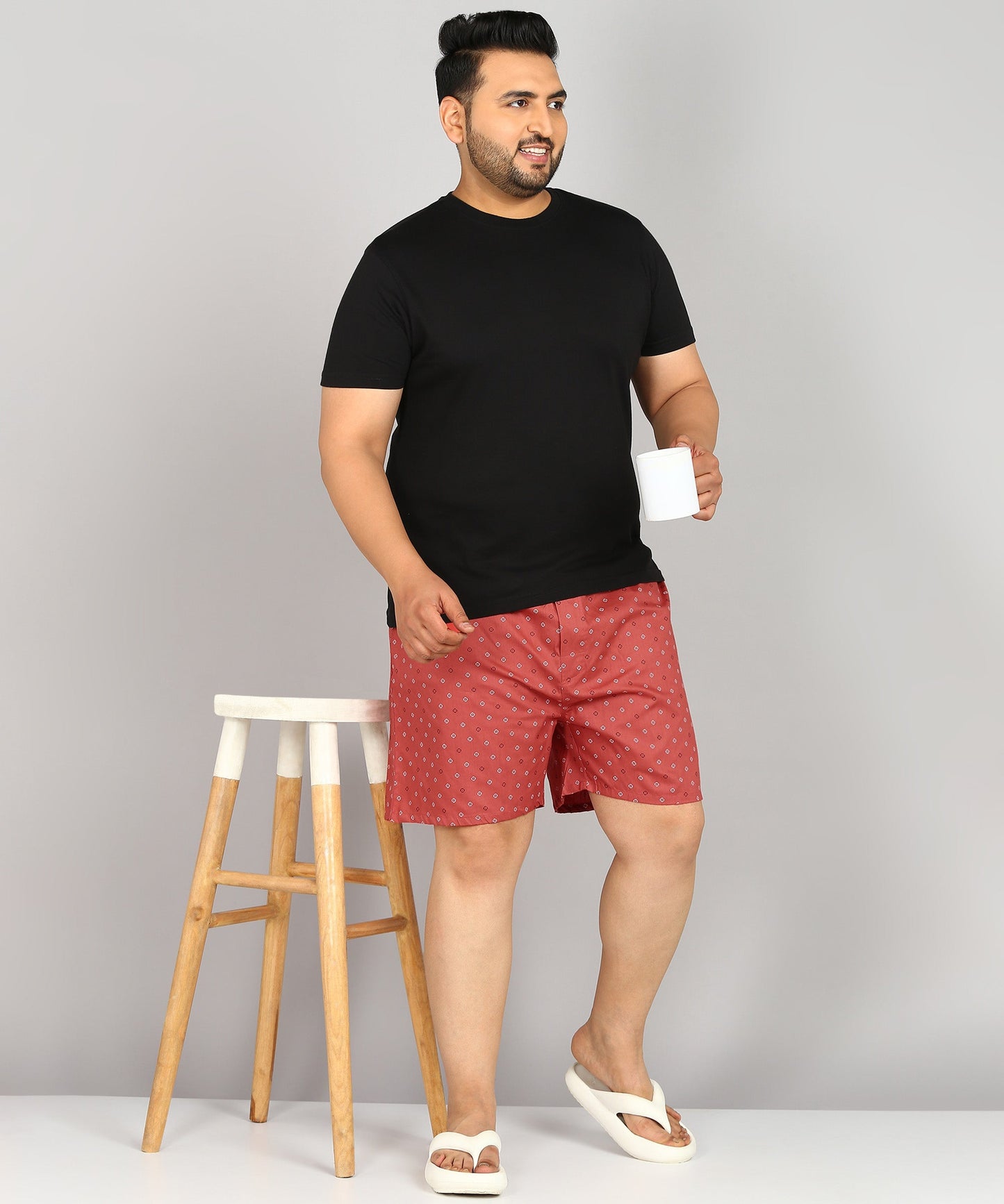 Men Plus Size Red Printed Boxer