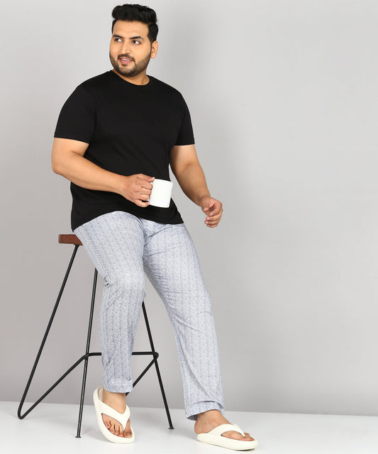 Men Plus Size White Plus Printed Pyjama
