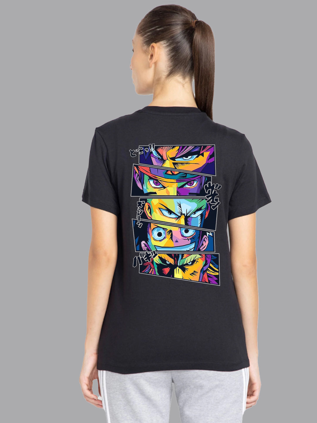 Broon Women Printed Round Neck Black T-Shirt