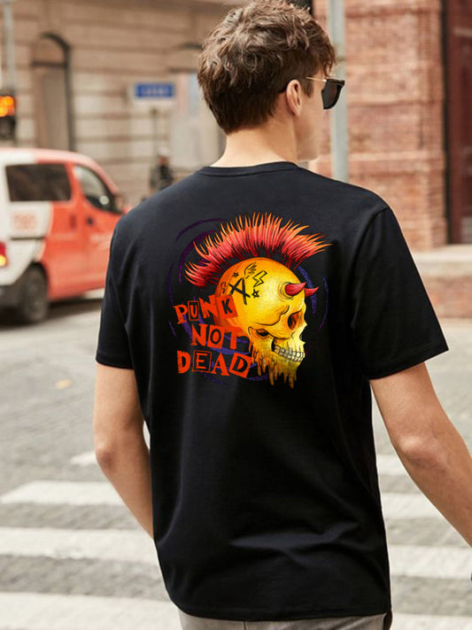 Broon Men Black Printed Round Neck T-Shirt