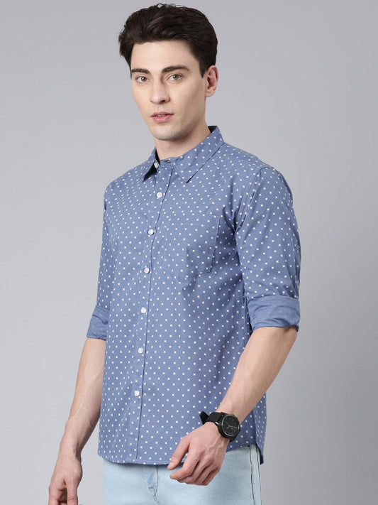 Blue printed Pure Cotton Full Sleeve Shirt
