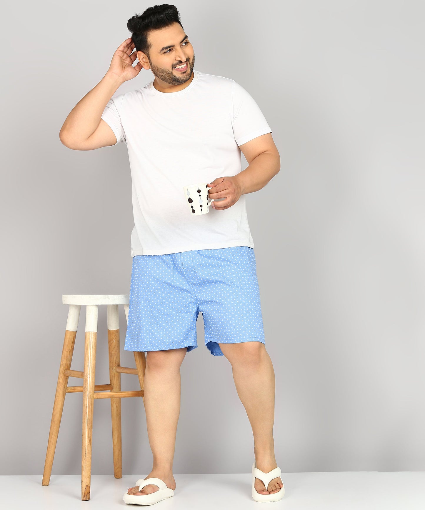 Men Plus Size Blue Printed Boxer