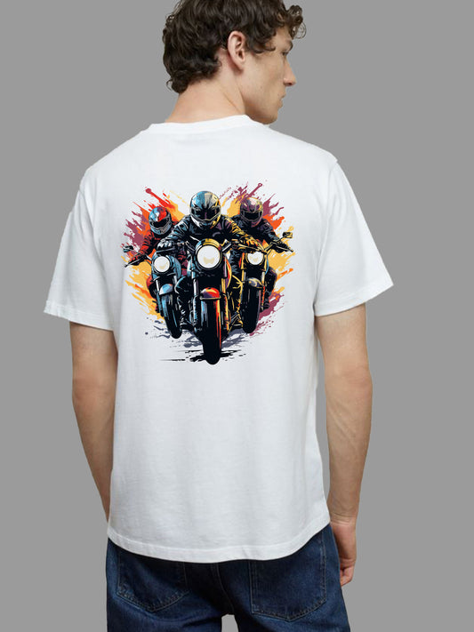 Broon Men White Printed Round Neck T-Shirt