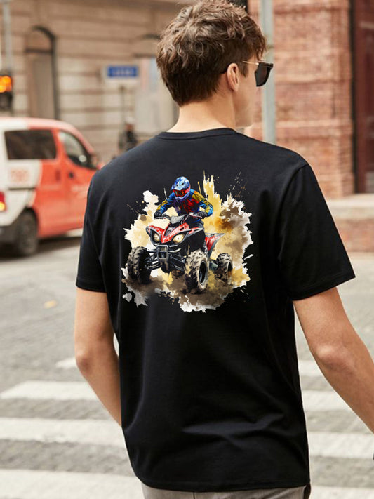 Broon Men Black Printed Round Neck T-Shirt