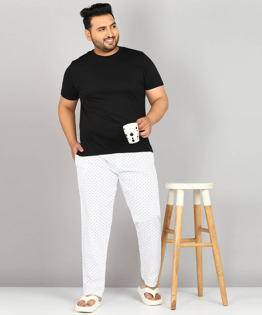 Men Plus Size White Plus Printed Pyjama