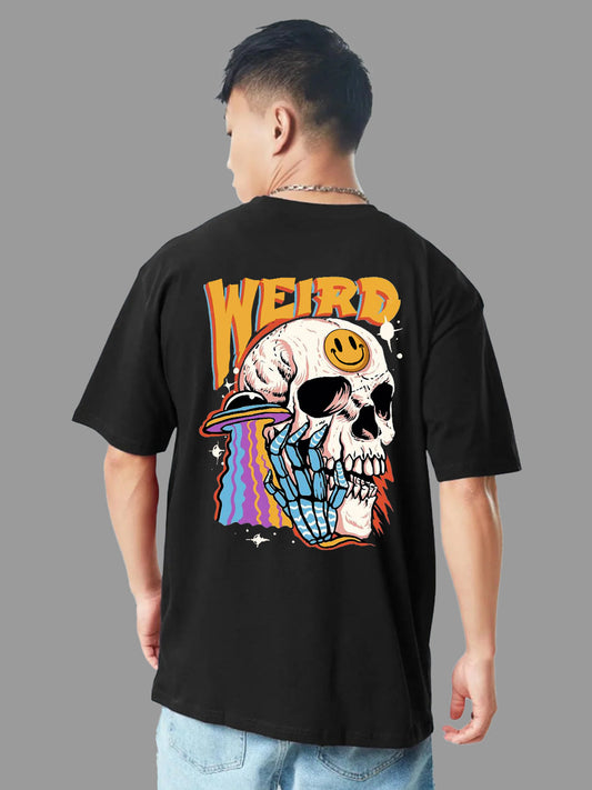 Broon Men Black Printed Oversize Round Neck T-Shirt