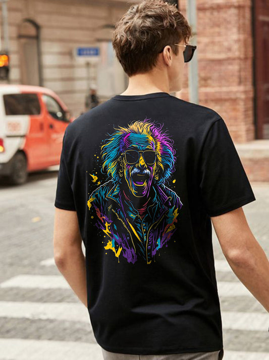 Broon Men Black Printed Round Neck T-Shirt