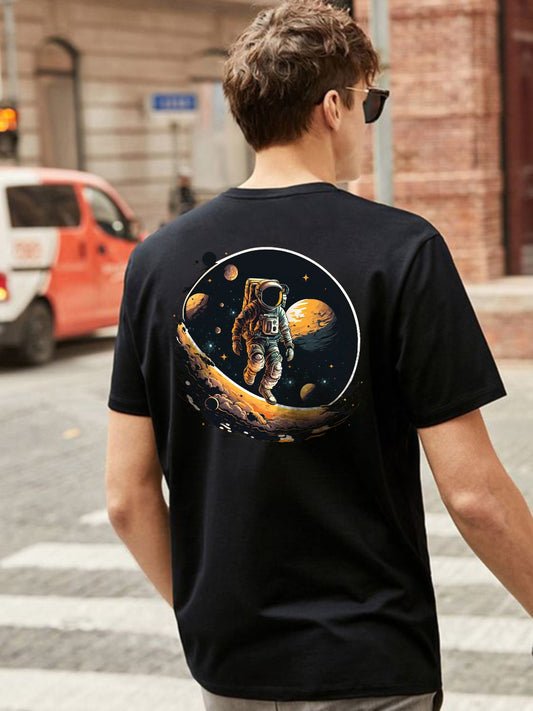 Broon Men Black Printed Round Neck T-Shirt