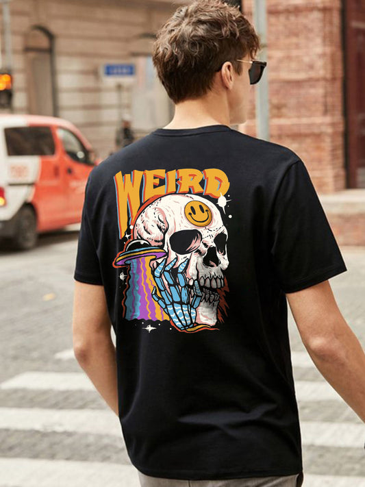 Broon Men Black Printed Round Neck T-Shirt