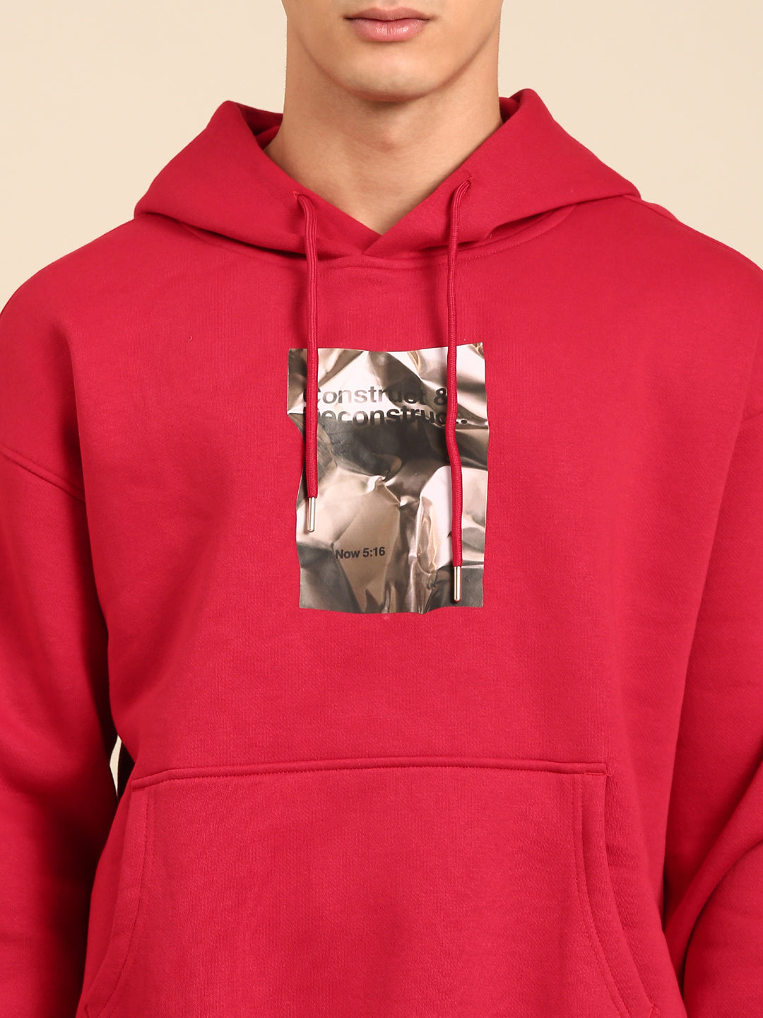 Men Printed Full Sleeve Hooded Sweatshirt