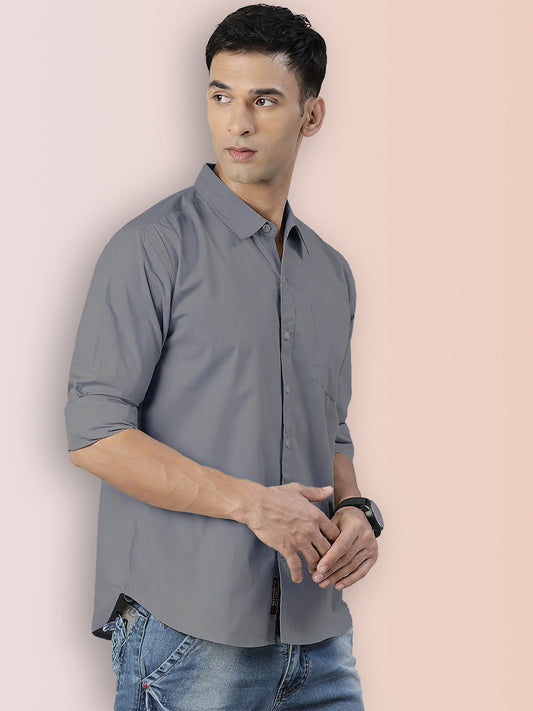 BROON Men Grey Printed Full Sleeve Casual Shirt