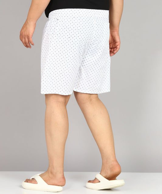 Men Plus Size White Printed Boxer
