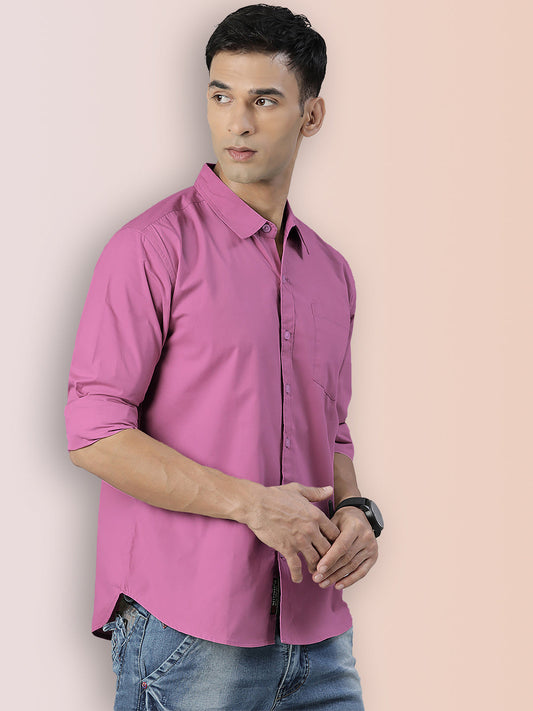 BROON Men Pink Printed Full Sleeve Casual Shirt