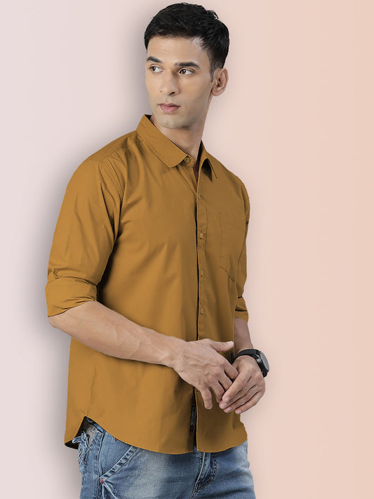 BROON Men Beige Printed Full Sleeve Casual Shirt