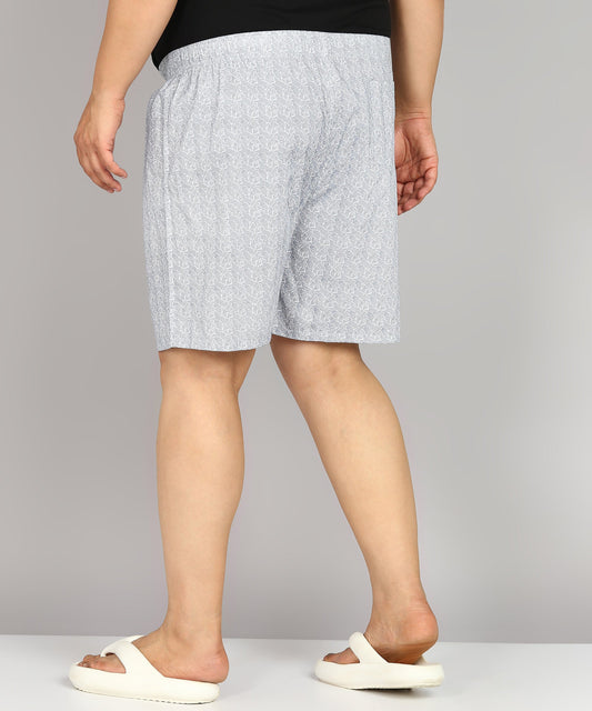 Men Plus Size White Printed Boxer