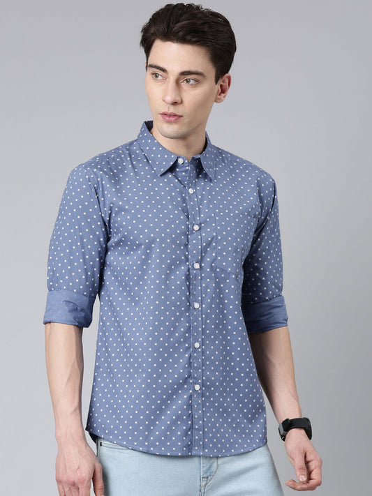 Blue printed Pure Cotton Full Sleeve Shirt