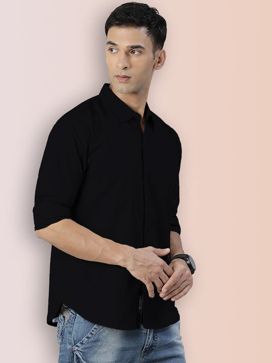 BROON Men Black Printed Full Sleeve Casual Shirt