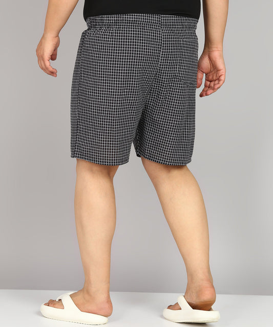 Men Plus Size Black and White Checked Boxer