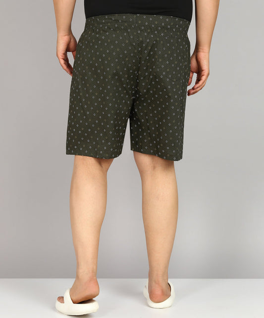 Men Plus Size Olive Printed Boxer
