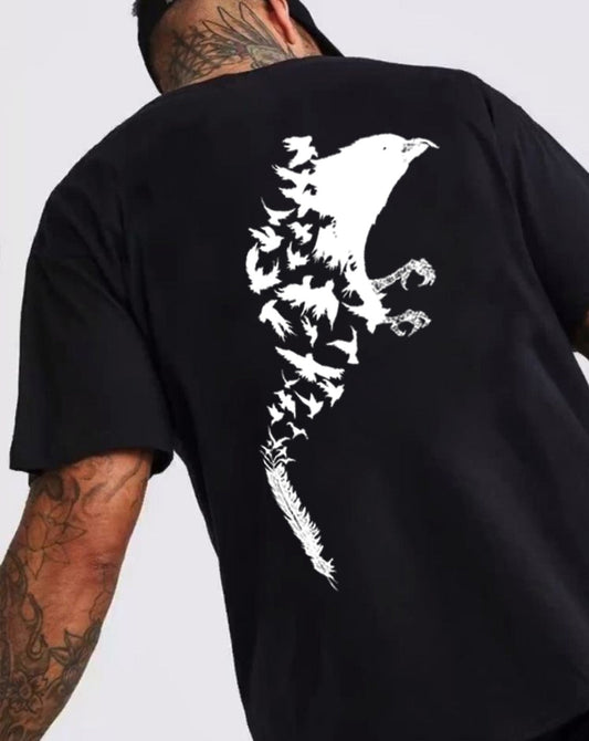 Broon Men Black Printed Round Neck T-Shirt