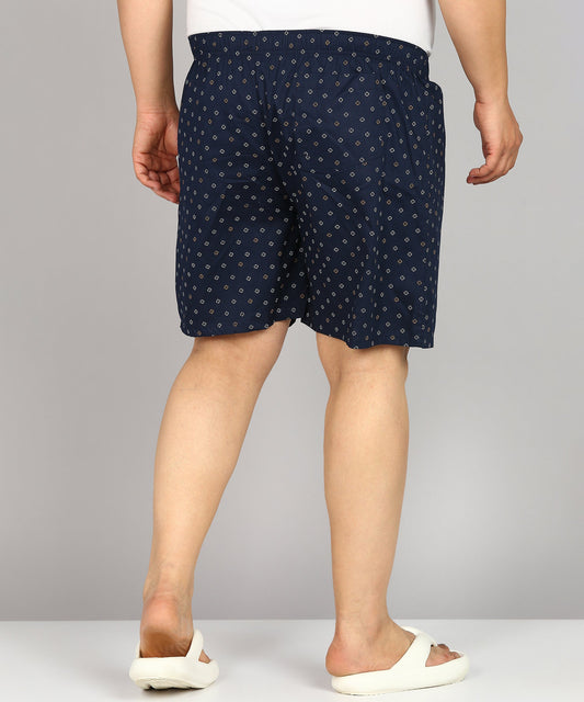 Men Plus Size Navy Blue Printed Boxer