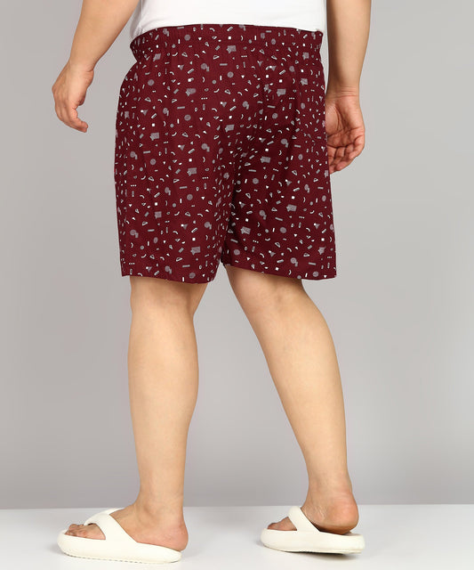 Men Plus Size Maroon Printed Boxer