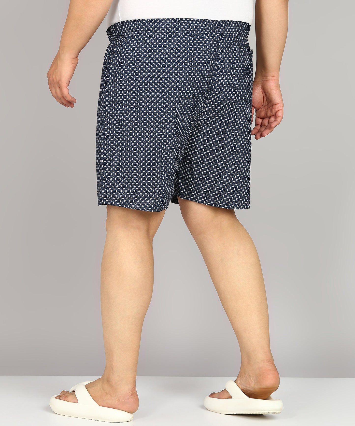 Men Plus Size Navy Blue Printed Boxer