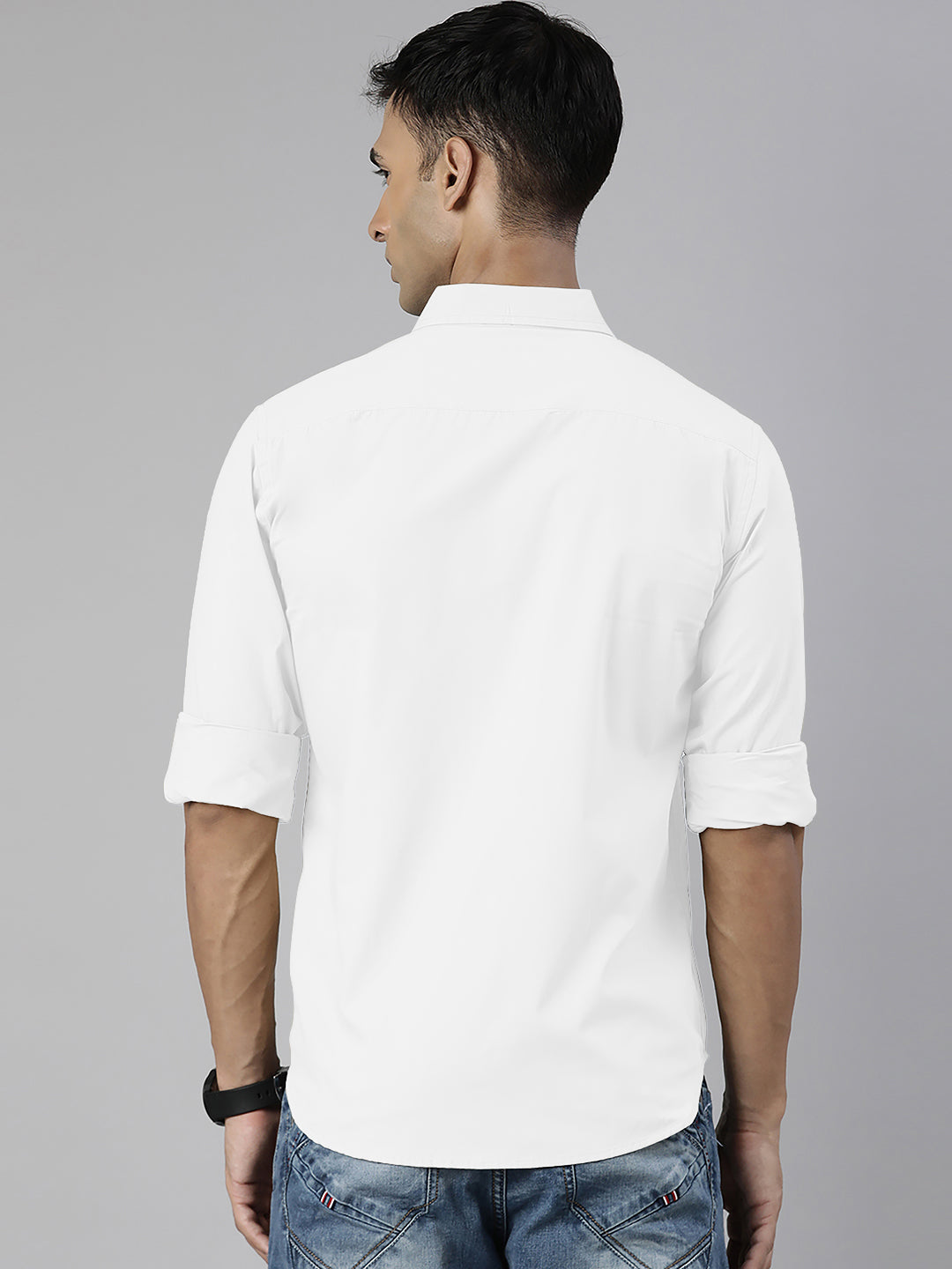Men's Black and White Solid Full Sleeve Slim Fit Casual Shirts Pack of 2
