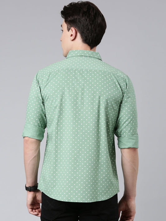 Green printed Pure Cotton Full Sleeve Shirt