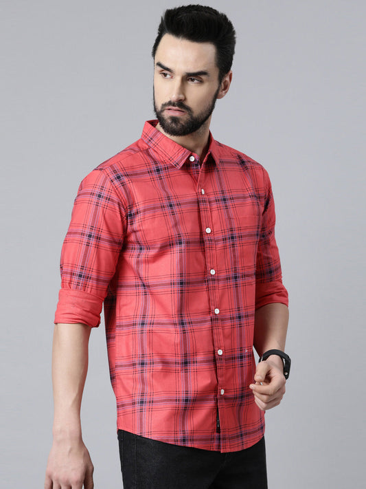 Red Checked Pure Cotton Full Sleeve Shirt