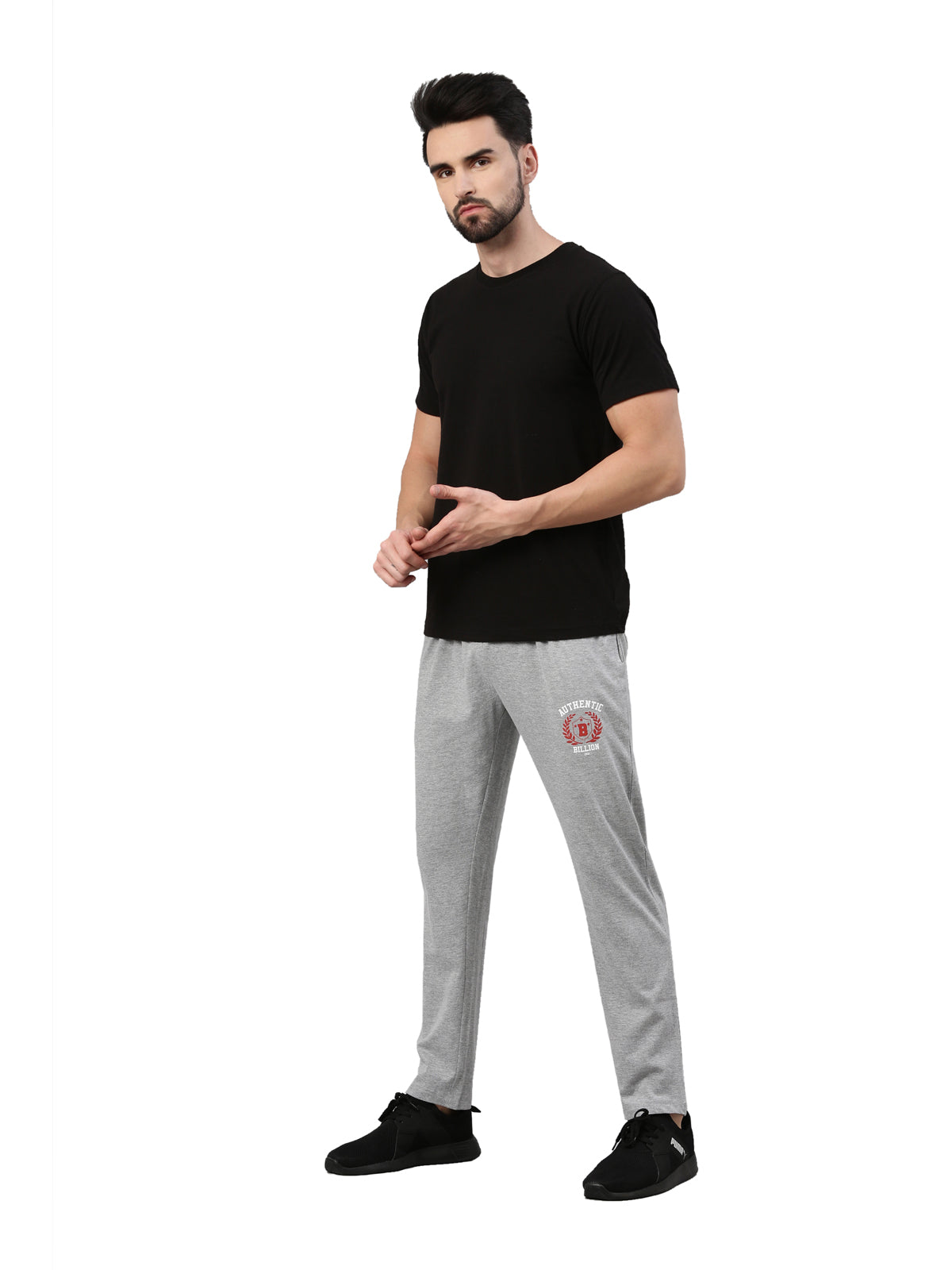 Solid Men Grey Track Pants