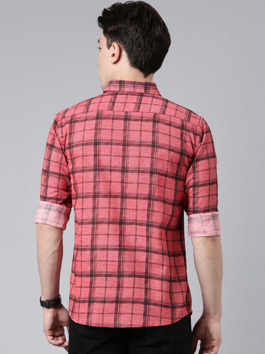 Red Checkered Pure Cotton Full Sleeve Shirt