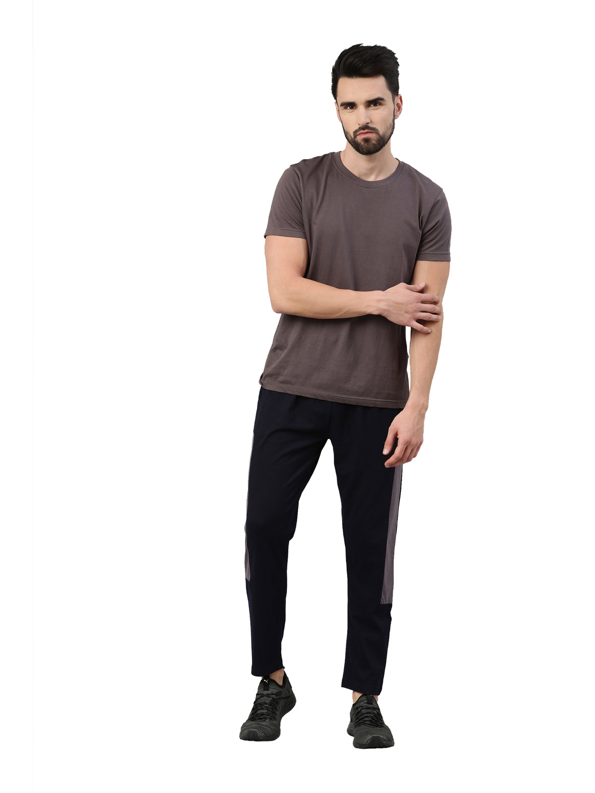 Solid Men Dark Blue Track Pants