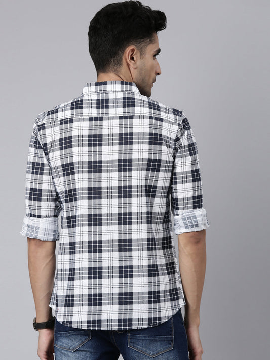 Men White Printed Pure Cotton Full Sleeve Casual Shirt