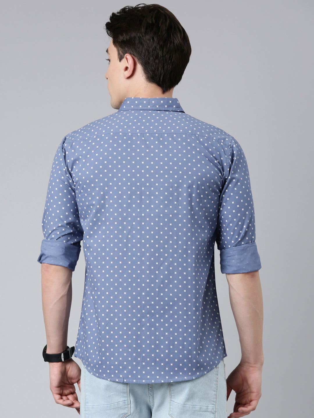 Blue printed Pure Cotton Full Sleeve Shirt