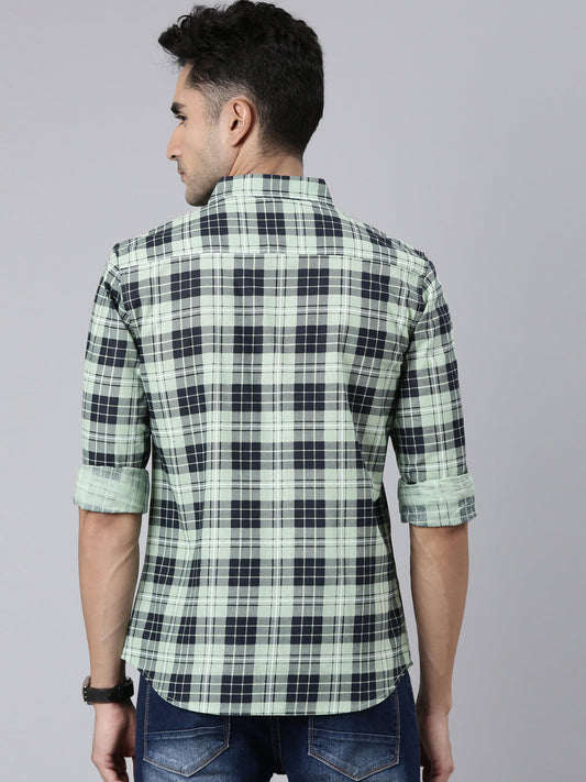 Men Light Green Printed Pure Cotton Full Sleeve Casual Shirt