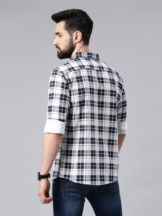 Black Checked Pure Cotton Casual Full Sleeve Shirt